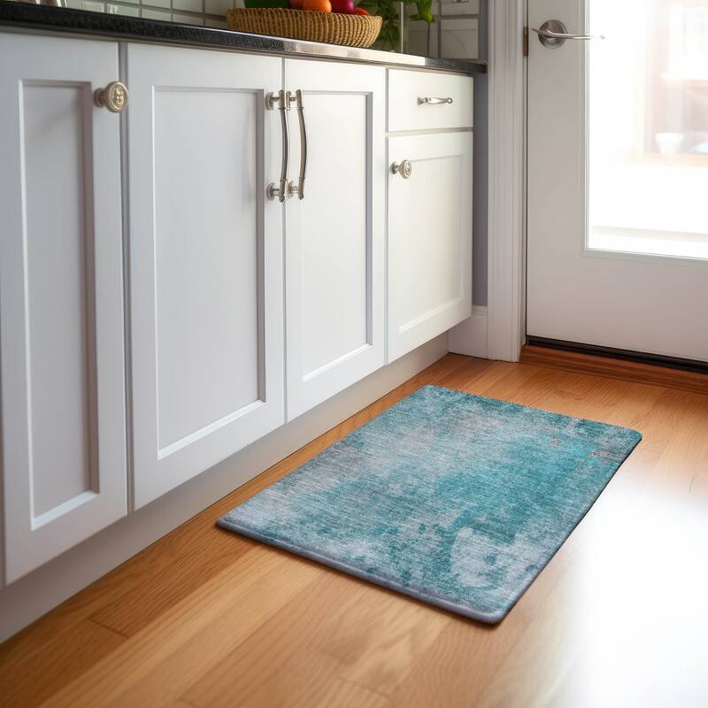 Premium Washable Super Soft Abstract Solid Mayfield Rug - Teal - 1' 8" x 2' 6" - Rectangle