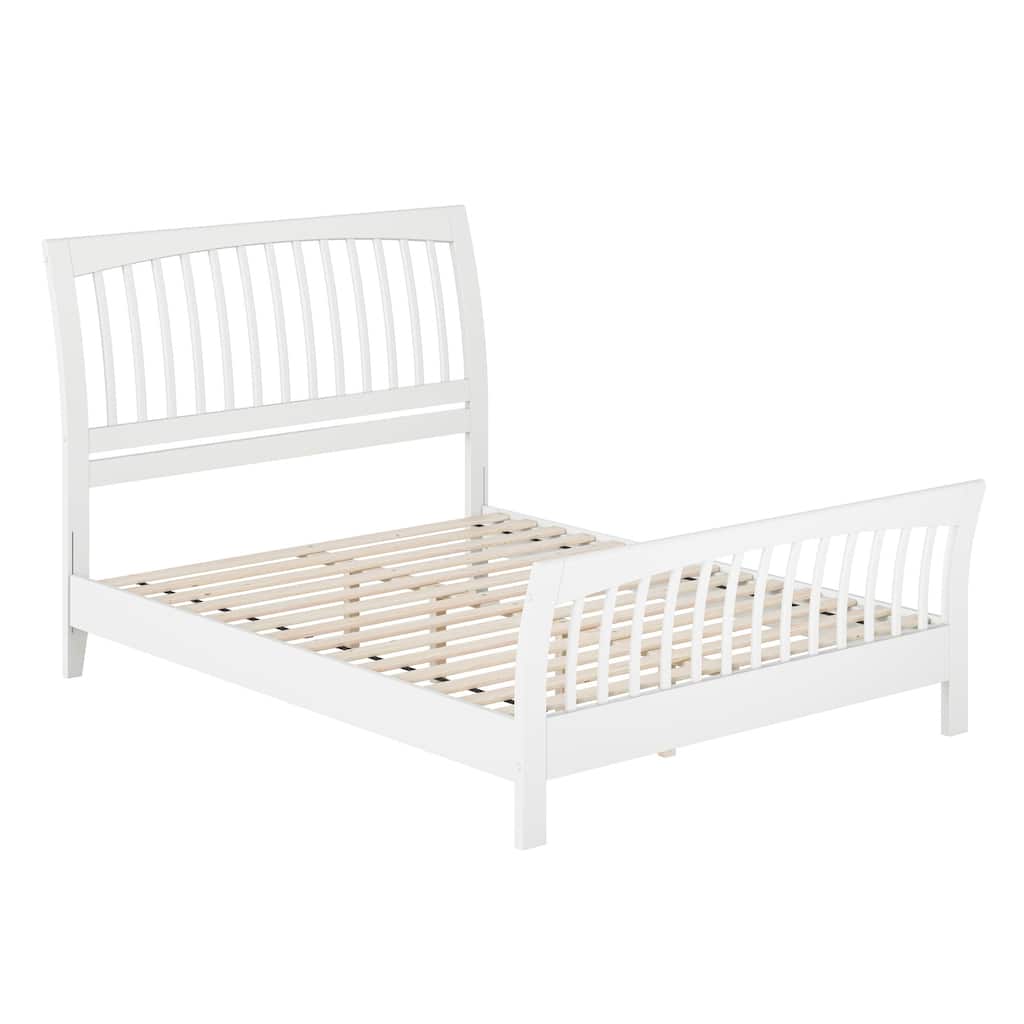 Orleans Queen Solid Wood Low Profile Platform Bed with Matching Footboard in White