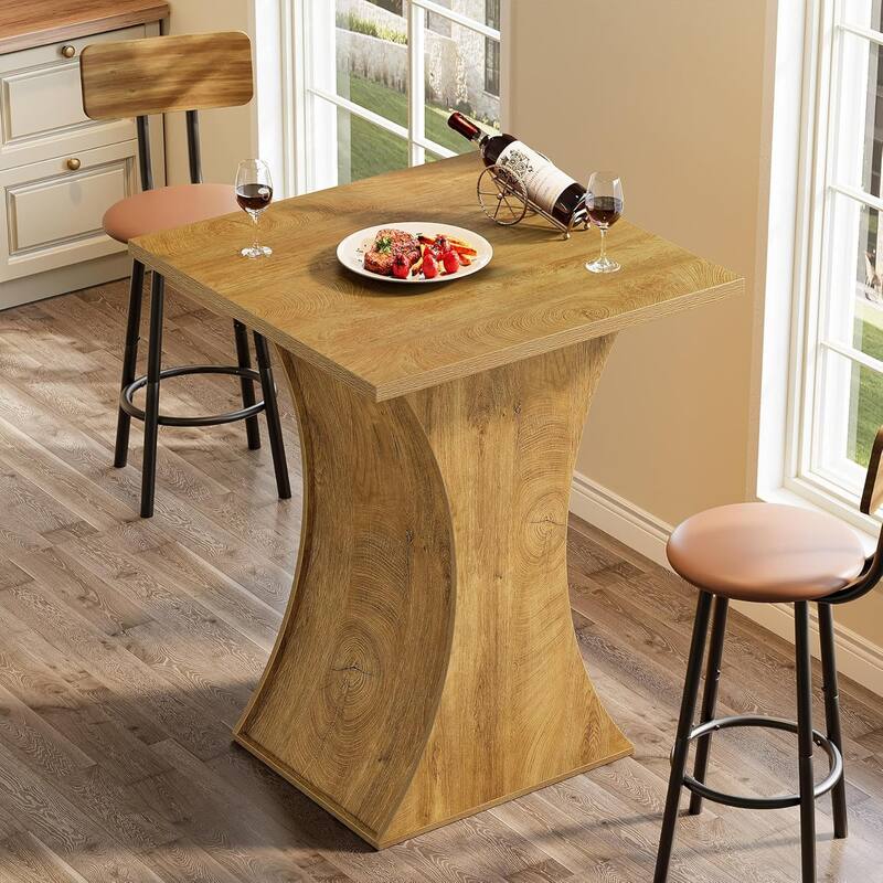 39.4" H Square Bar Table, Modern Farmhouse Counter Height Pub Bistro Table - 31.50" L x 31.50" W x 39.37" H