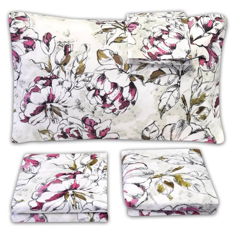 Sweet Home Collection Dolce 4 Piece Printed Sheet Set, Double Brushed Microfiber