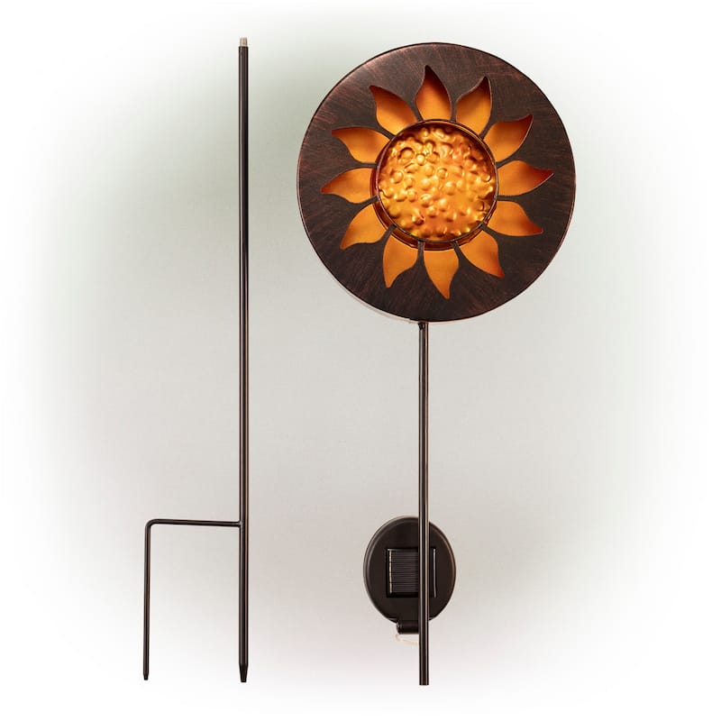 Alpine Corporation 40" Tall Outdoor Solar Powered Garden Stake Sunflower Design with LED Lights