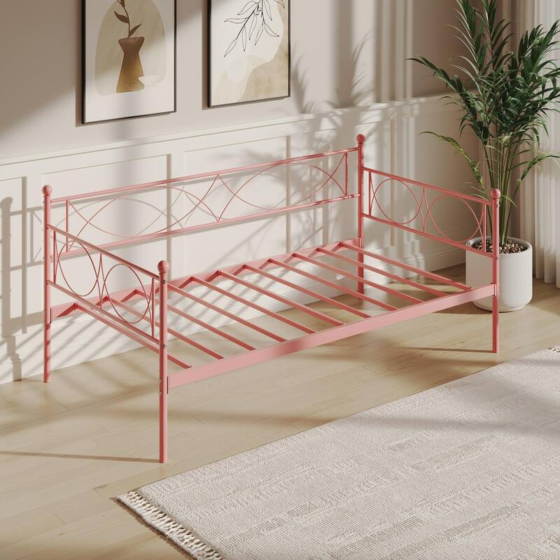 Twin daybed with Trundle,Metal Twin Daybed,Day Bed Sofa Bed Frame with Steel Slat Support,Multifunctional Daybed Frame