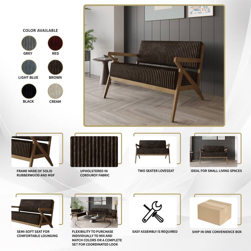 CraftPorch Chic Modern Velvet 3-Piece Upholstered Living Room Set