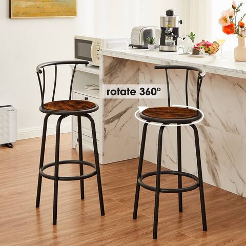 Taomika Bar Stools Set of 2 with Back Metal Swivel Barstools Tall Dining Chairs