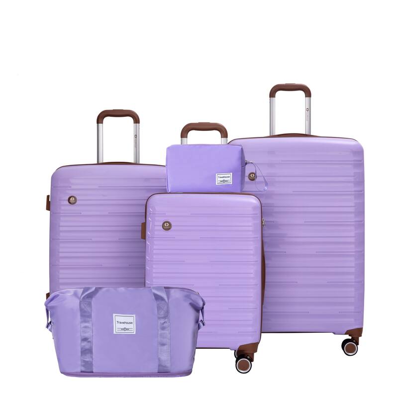 5-Piece Set (20"24"28 +a travel bag and a toiletry bag) ,PP Hardshell Carry on Luggage Set