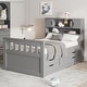 preview thumbnail 2 of 7, Twin Captain Platform Bed Frame with 4-Drawers, Storage Bookcases & Shelves, Grey