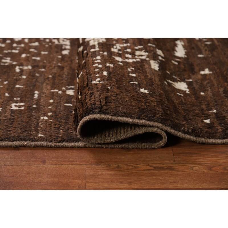 Hand Knotted Oriental 100% Wool Carpet Tribal Tribal Brown Moroccan Area Rug - 8' 2'' X 5' 8''