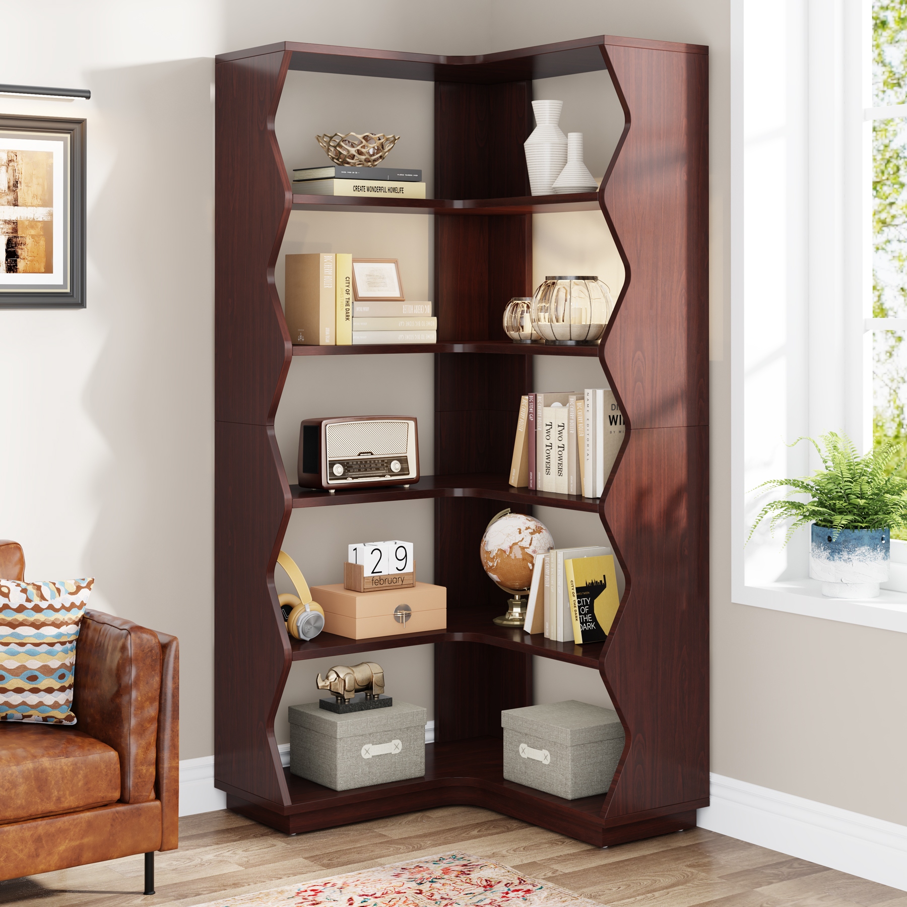 【りん】TROY CORNER SHELF Furinno Turn-N-Tube 5 Tier Corner Display Rack Multipurpose