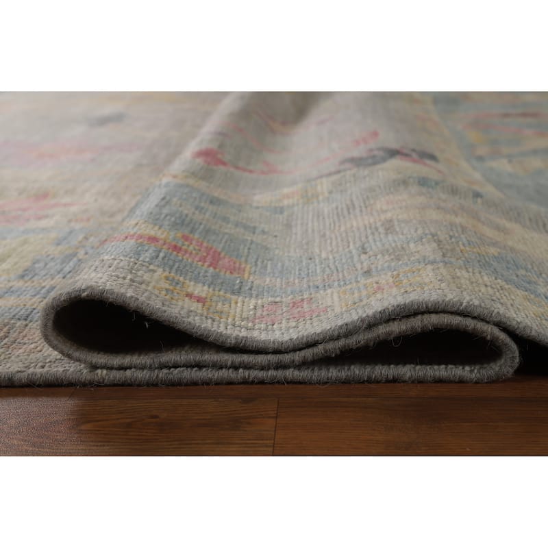 Hand Knotted Oriental 100% Wool Carpet Transitional All-Over Greys & Charcoal Oushak Area Rug - 11' 9'' X 9' 4''