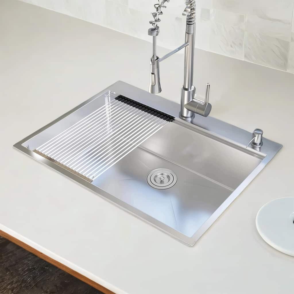 28" Drop-In Stainless Workstation Sink, R10 Corners & Accessories,18G