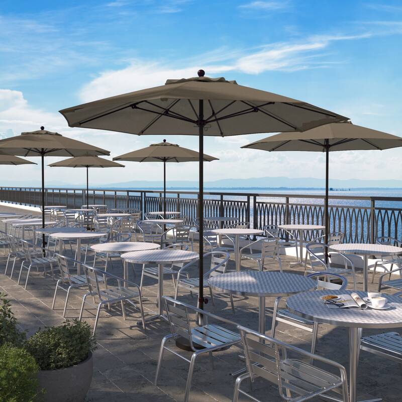 California Umbrella 9' Rd. Aluminum Frame, Fiberglass Rib Patio Umbrella with Sunbrella Fabric, Base Not Included