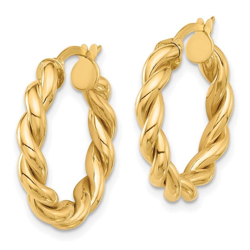 Curata 14k Yellow Gold Polished Twisted Hoop Earrings - 23x22mm