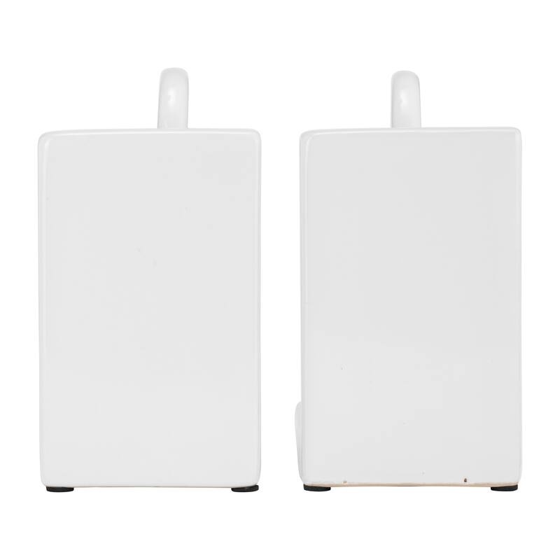 Sagebrook Home Arch Bookends Contemporary Ceramic Rainbow Arched Bookend Set for Book Display and Organization - 5" x 3" x 6"