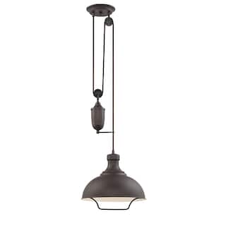 Vintage industrial pulley adjustable pendant light with oil rubbed bronze finish