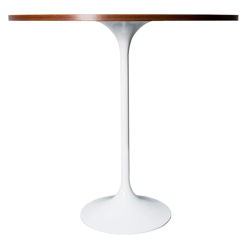 LeisureMod Verve 48" Round Dining Table with MDF Wood TableTop and White Steel Base for Kitchen & Dining Room
