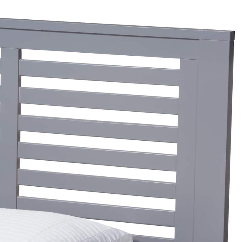 Twin Platform Bed - Modern Wood Bed Frame, Grey Finish, Classic Style, Low Profile Design