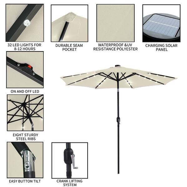 Shop Outdoor Patio 10 Ft Solar Umbrella With Led Base Not Included Overstock 31621940