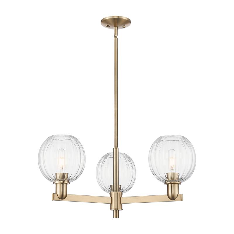 Innovations Lighting Downtown Urban - Preston - 3 Light 18" Globe Shade Stem Hung Chandelier - Clear/Champagne Bronze