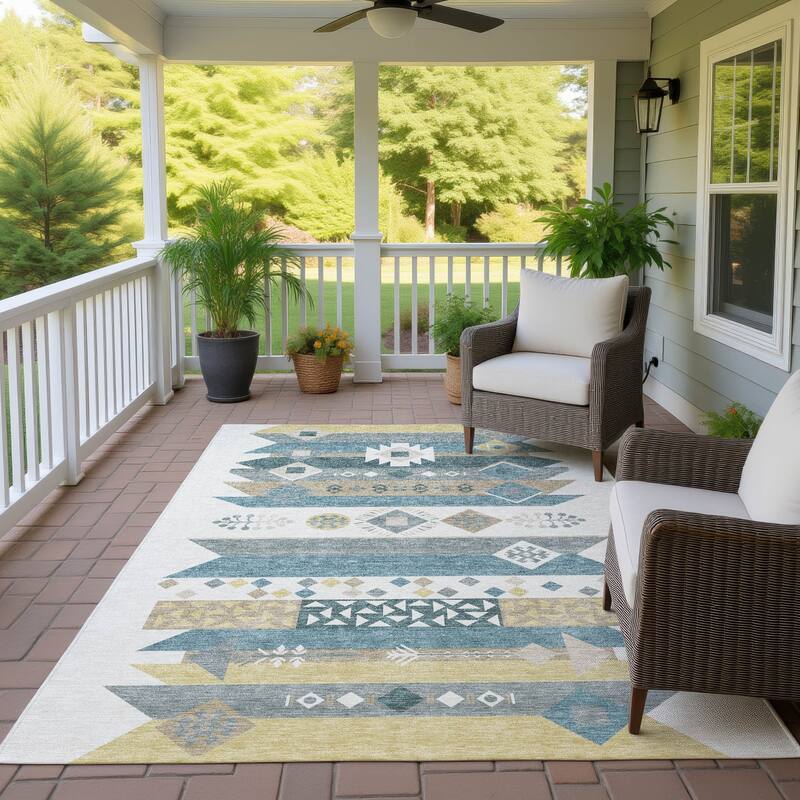 Machine Washable Indoor/ Outdoor Global Tuca Chantille Rug - Ivory - 3' x 5'