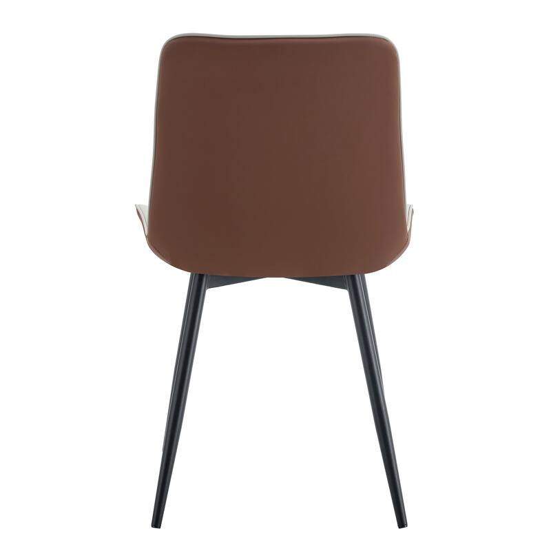 Dining Chair Set of 4 PU Extended Seating with Black Metal Legs
