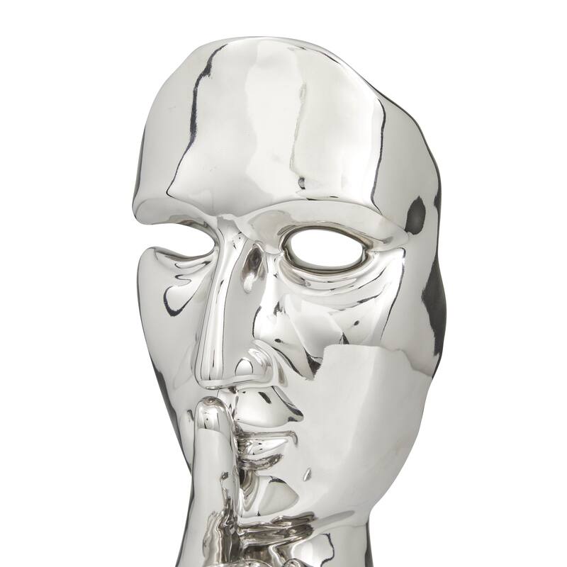 Porcelain Ceramic Mask Quiet Gesture Decorative Sculpture - Gold or Silver- Roche River Decor