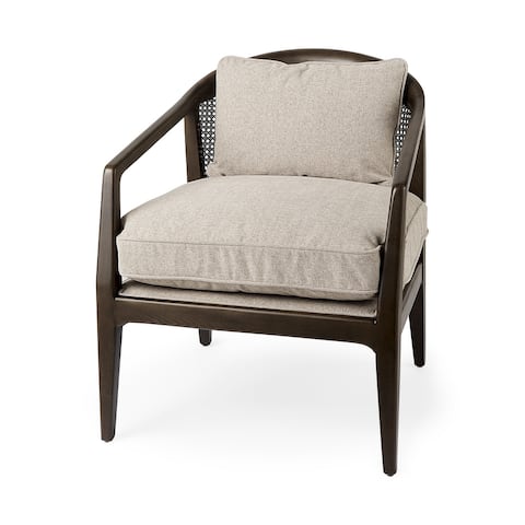 Landon 25.6L x 29.1W x 30.5H Wood and Fabric W/Cane Accent Chair