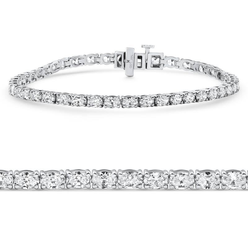Bliss Diamond 4 1/2Ct Oval Cut Diamond Tennis Bracelet 7" White Gold Lab Grown