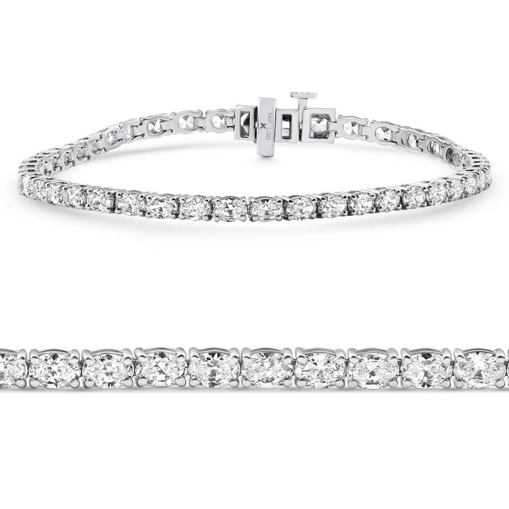 Bliss Diamond 4 1/2Ct Oval Cut Diamond Tennis Bracelet 7" White Gold Lab Grown