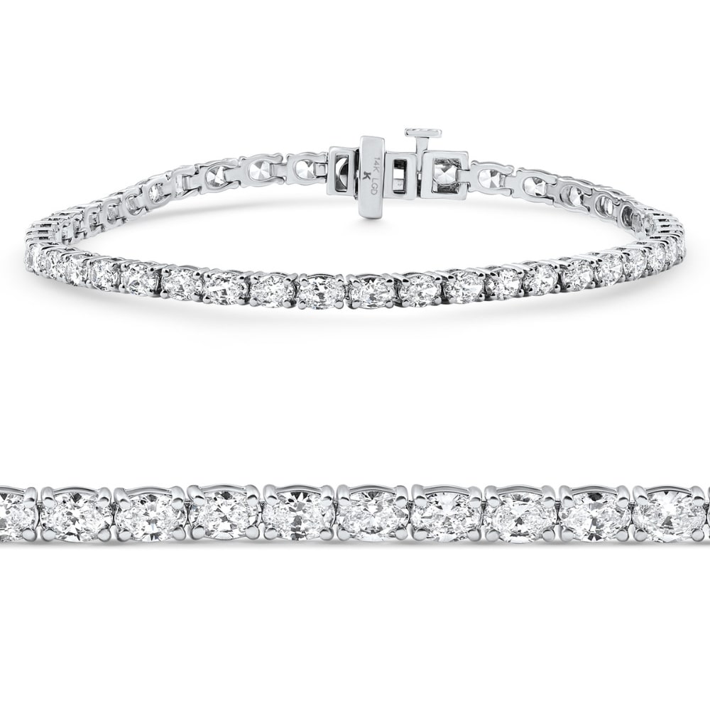Bliss Diamond 4 1/2Ct Oval Cut Diamond Tennis Bracelet 7" White Gold Lab Grown