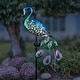 preview thumbnail 2 of 8, Exhart Solar Blue Metal and Glass Peacock Garden Stake, 4.5 x 16 x 45.5 Inches