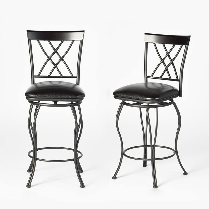 Homy Casa Set of 2 Swivel Bar Stools with Padded Faux Leather Seat-for Kitchen Islands and Pub-Style Counters - N/A - Counter Height