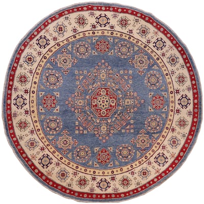 Tribal Kazak Jazmine Light Blue/Beige Wool Round - 8'0'' x 8'0''
