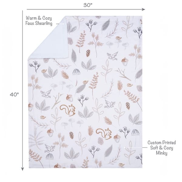 Lambs & Ivy Treetop Fox Woodland/Forest Minky/Faux Shearling Fleece Baby Blanket