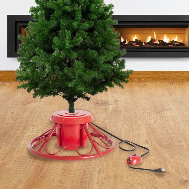 Home Heritage Rotating Tree Stand Base w/ Cascade 7 Ft Pre-Lit Holiday Tree - 27.3