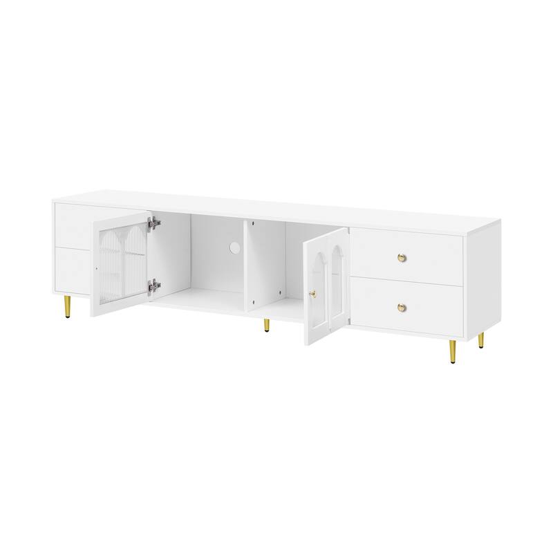 Modern TV Stand for TVs up to 75 Inches with 4 Drawers and 2 Cabinets - 70.9" D x 15.7" W x 20.8" H
