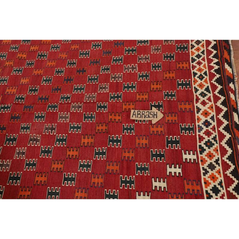 Kilim Qashqai Persian Vintage Rug Hand-Woven Wool Carpet - 5'0"x 7'9"