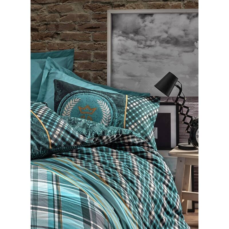 SUSSEXHOME Black Green Stripes Duvet Cover Set Teal, Hypoallergenic
