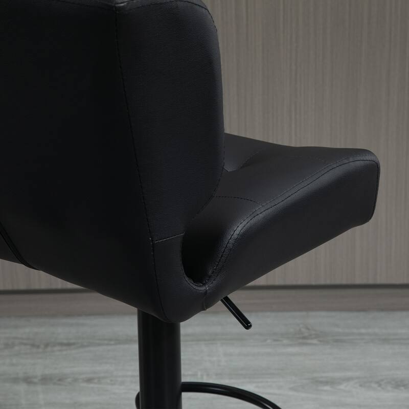 HOMCOM Set of 2 Bar Height Chairs with Adjustable Seat Height, Thick Padded Cushion and Metal Footrest for Home Bar