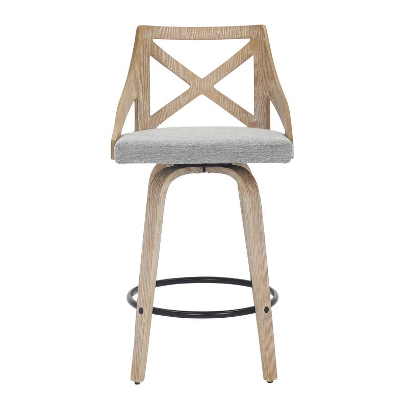 The Gray Barn Charlotte 26" Fixed-Height Counter Stool with Bent Wood Legs (Set of 2)