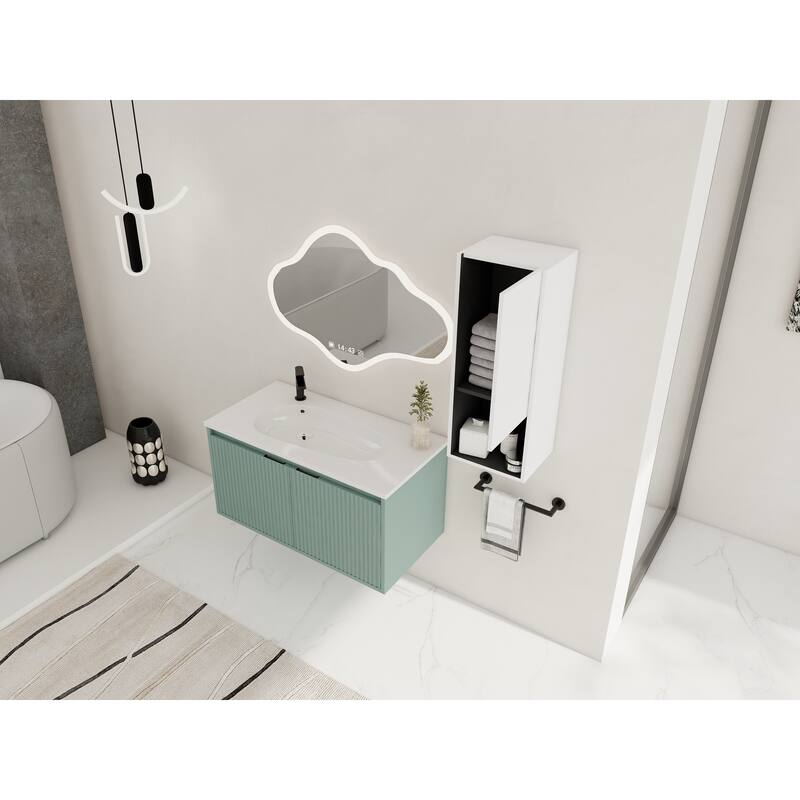 36" Floating Bathroom Vanity with Drop-Shaped Resin Sink