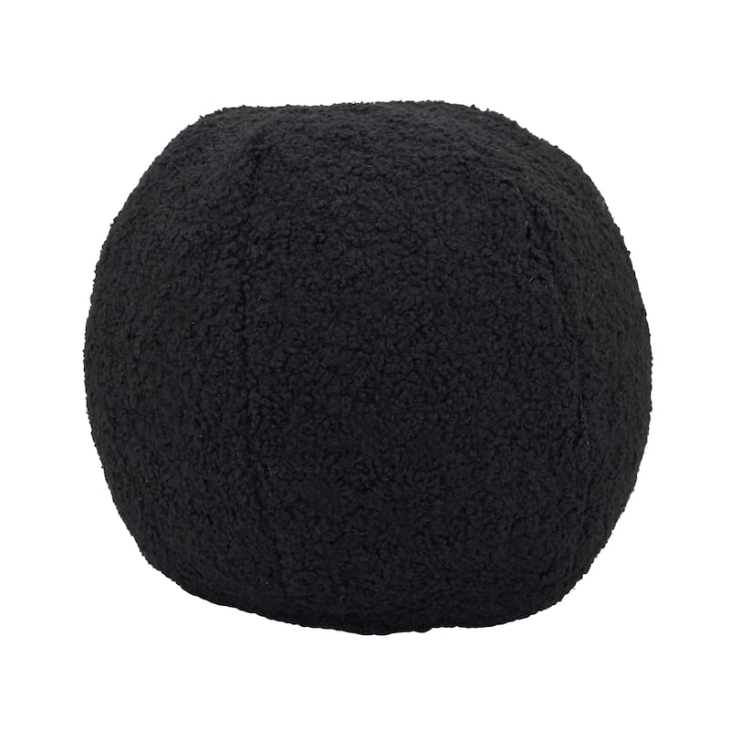 Fluffy Fun Faux Fur Ball Poly Filled Throw Pillow - 10"x10" - Black
