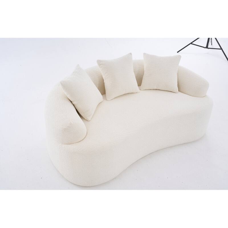 Curved Loveseat White Full Compression Sponge Sofa
