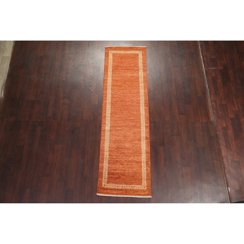 Orange Gabbeh Kashkoli Runner Rug Wool Hand-knotted Oriental Carpet - 2'7" x 9'3"
