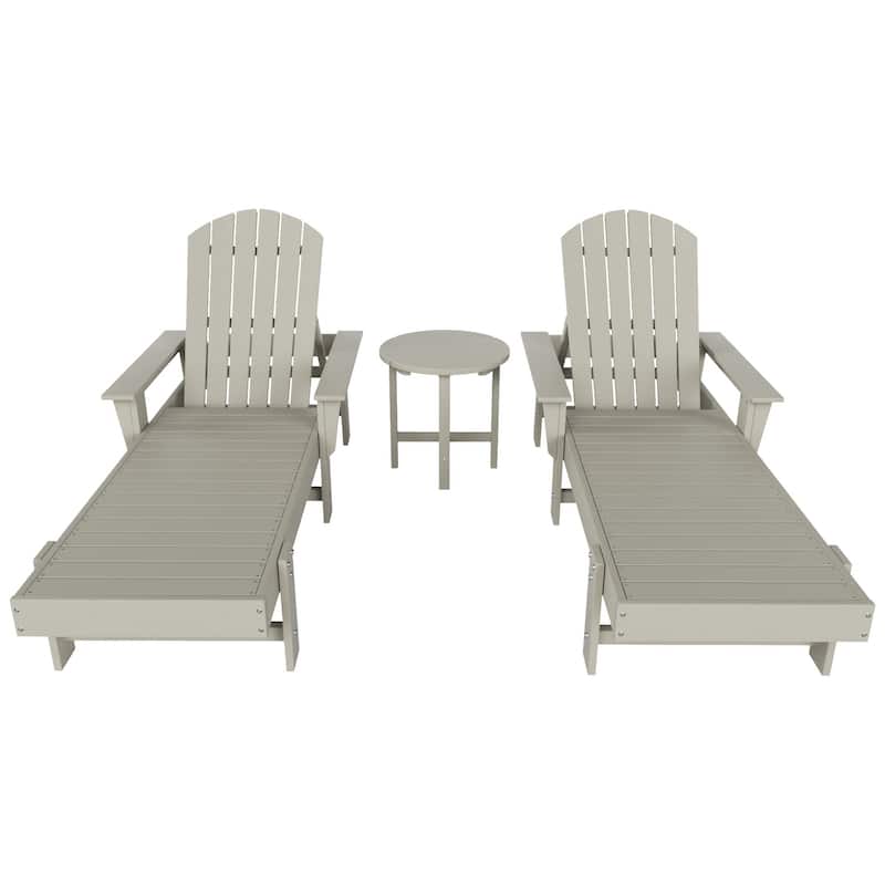 Polytrends Altura Poly Eco-Friendly All Weather Reclining Chaise Lounge with Arms & Side Table (3 Piece Set)