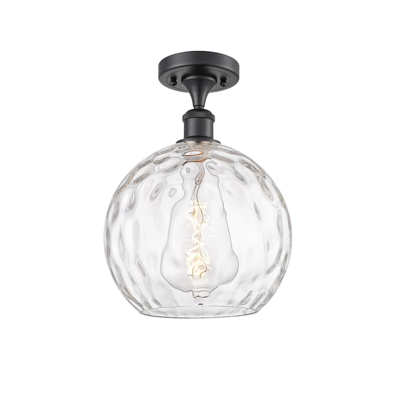 Innovations Lighting 516-1C-15-10 Athens Semi-Flush Athens 10" Wide - Matte Black / Clear Water Glass