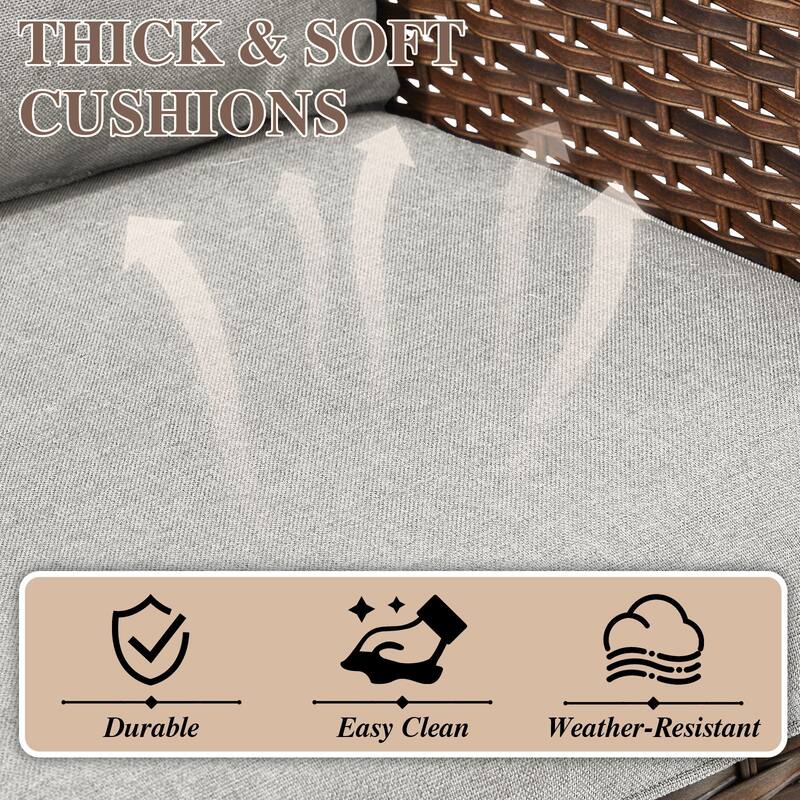 2 Piece Outdoor Arm Chair with Cushion Brown - Beige