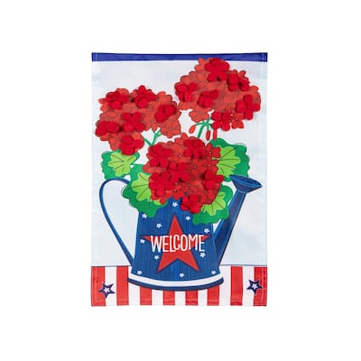 Patriotic Geraniums Applique Garden Flag
