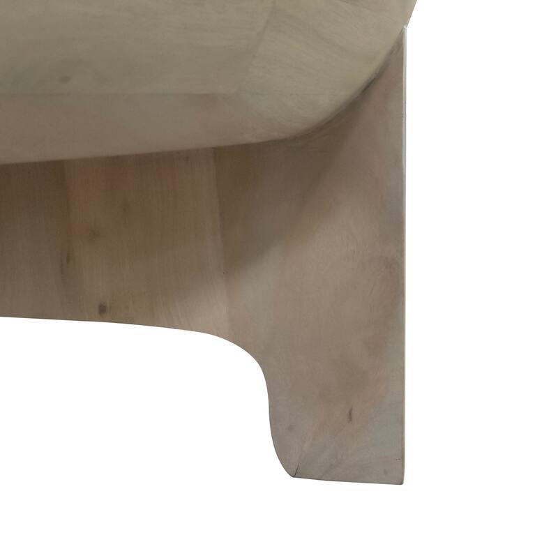 Tomas 32 Inch Coffee Table, Mango Wood Drum Top, Classic Washed White