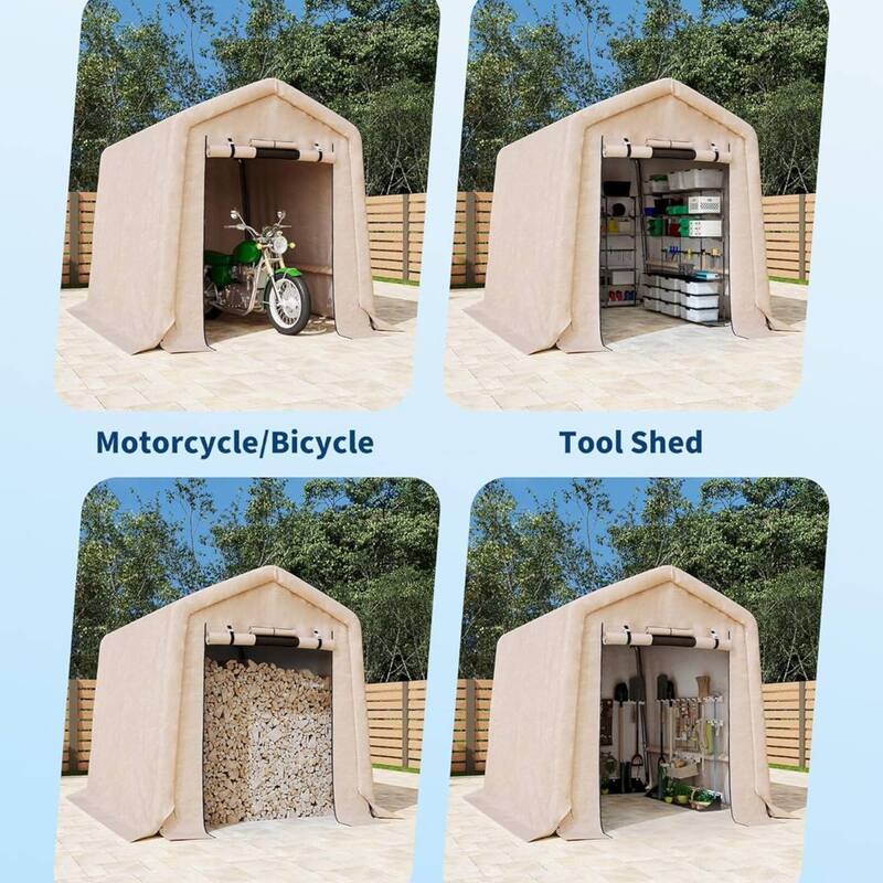 6x6 FT Portable Outdoor Storage Shed, Carport for Motorcycle, Firewood, Garden and Tools - 6X6 Ft
