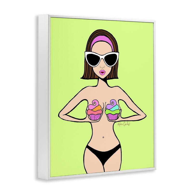 Stupell Glam Summer Gal & Cupcakes Framed Giclee Art Design By Katie Conley